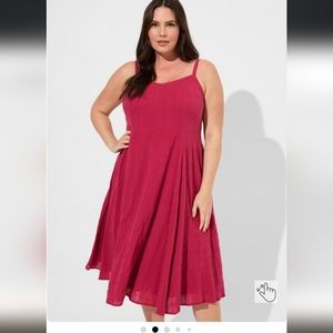 Torrid pink midi textured cotton trapeze dress Size 2 (2x)